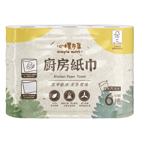 【心樸廚房紙巾】<br> <span>產地：台灣  規格：60組*6捲<br>產品圖
