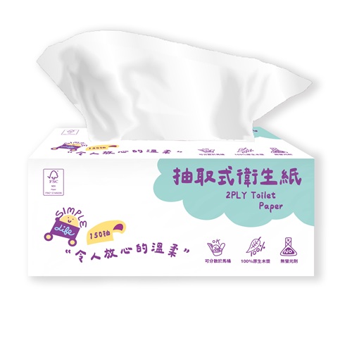 【Simple Life 抽取式衛生紙】<br><span>產地：台灣規格： 150抽x8包 <br>產品圖