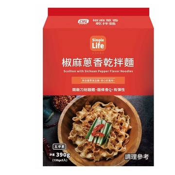 【Simple Life椒麻蔥香乾拌麵】<br><span>產地：台灣  規格：130g*3包 <br>產品圖