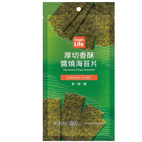 【Simple Life厚切香酥醬燒海苔】<br><span>產地：台灣  規格：36g <br>產品圖